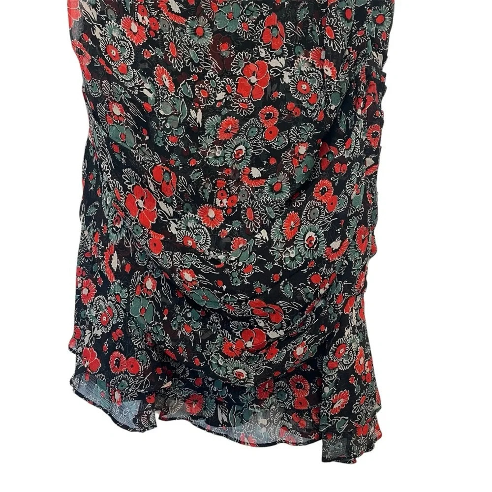 Veronica Beard Black One-Shoulder Floral Ruffle Mini Dress - Picture 11 of 13